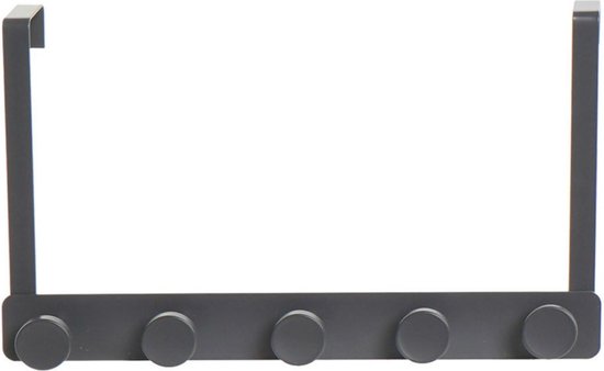 Items Deurkapstok - metaal - zilverkleurig - 5-haaks - 34 cm - kapstok rek