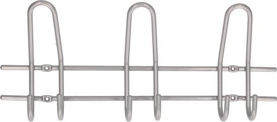 1x Patères de Luxe / patères argent avec 3x double crochet étroit - métal de haute qualité - 16,5 x 39 cm - porte-manteaux muraux / crochets de penderie / porte-manteaux de porte