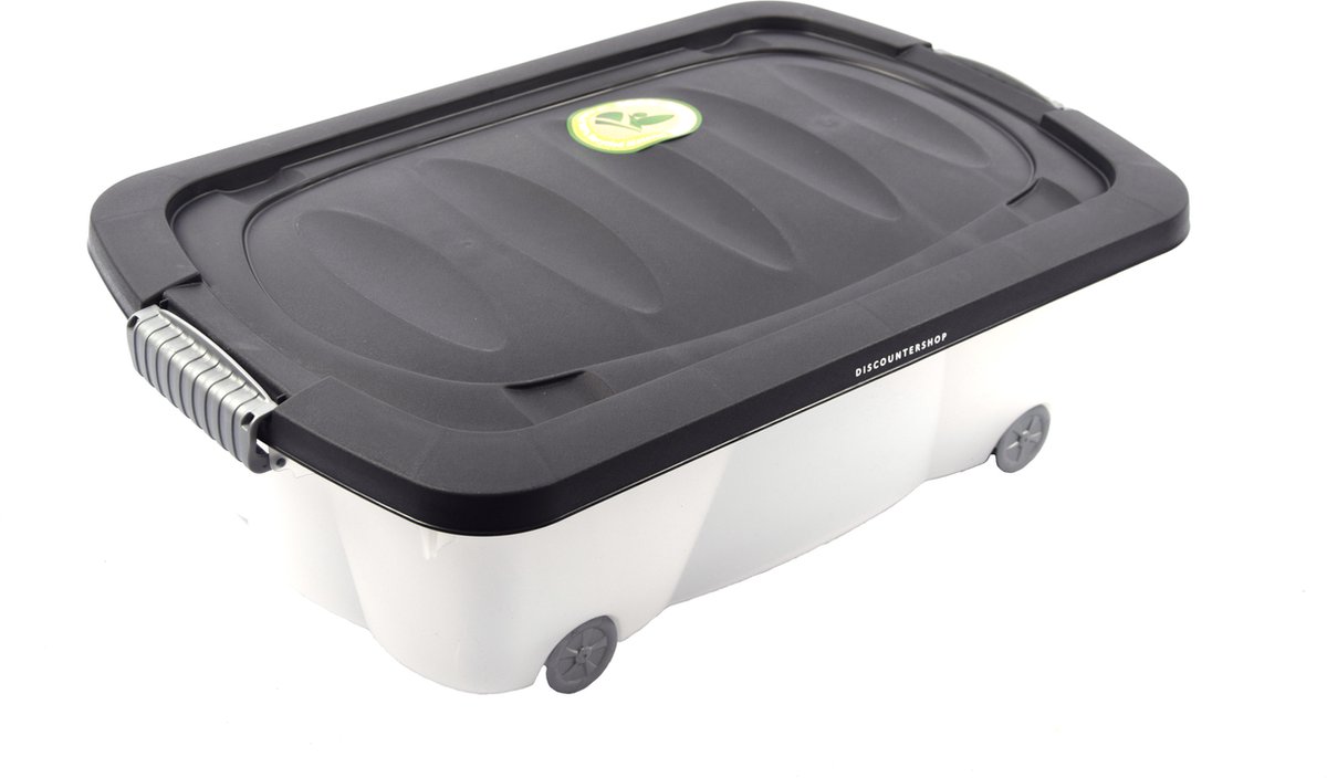 Discountershop® | Onderbedbox op wielen | Rollerbox 100 % BIO recyclable | opbergbox Zwart | 24L 1 stuks Opberger met wieltjes
