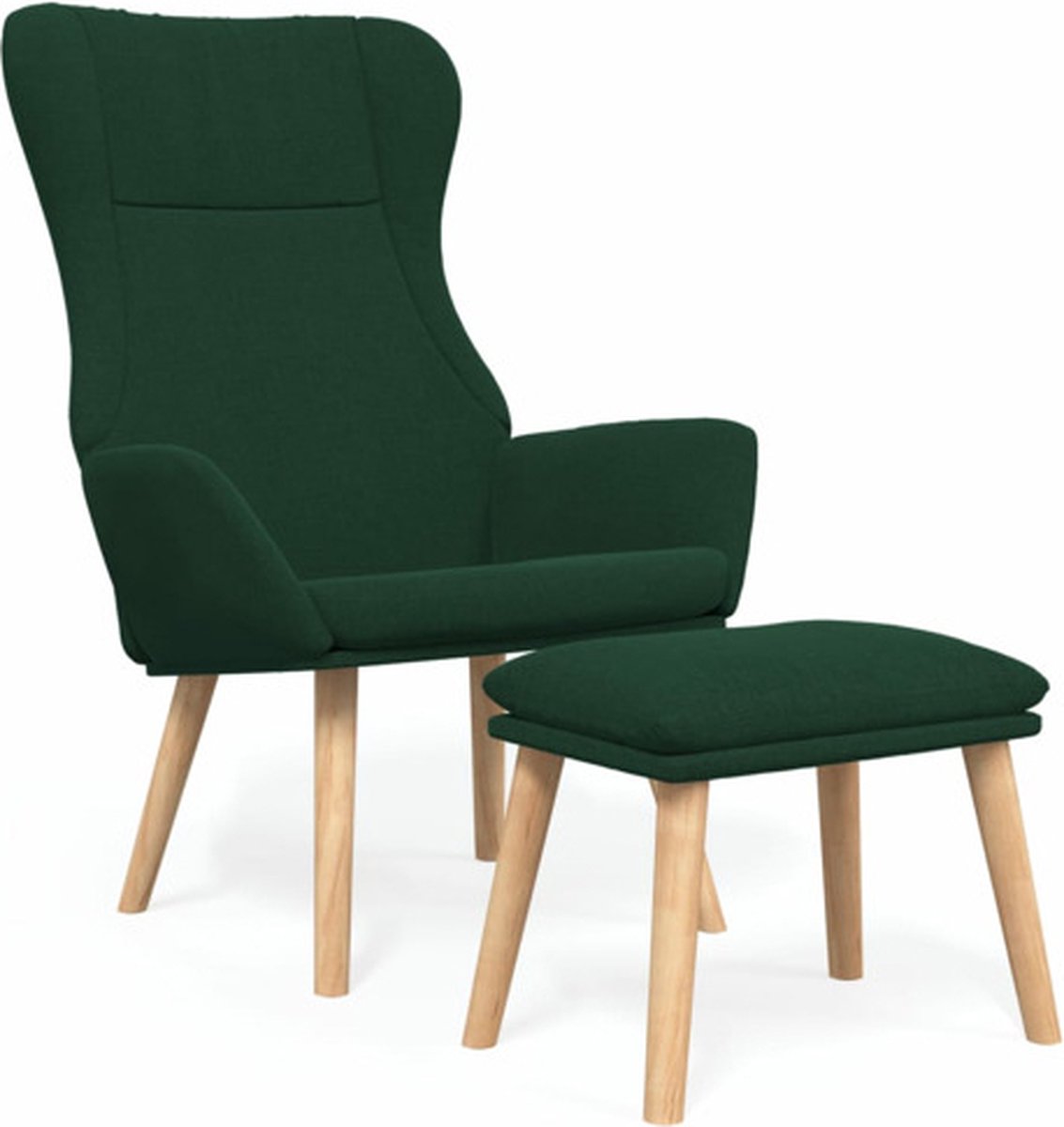 vidaXL Relaxstoel - met - voetenbank - stof - donkergroen