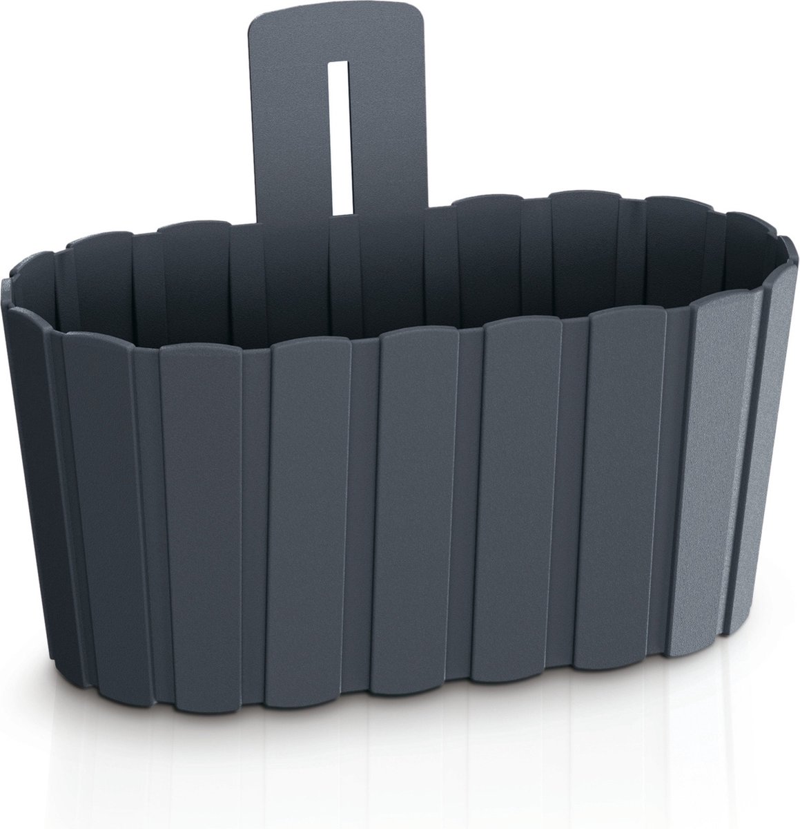 Prosperplast Muur plantenpot - houtlook - kunststof - 27x15 cm - antraciet - binnen/buiten - bloempot