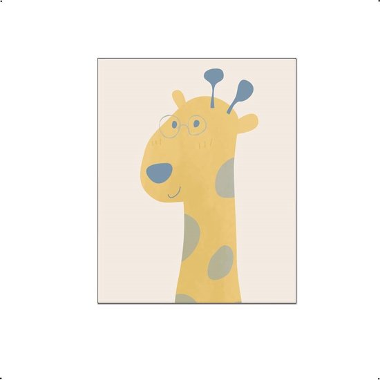 PosterDump - Poster Lieve Giraf met Bril Handgetekend - Jungle / Safari Poster - Kinderkamer / Babykamer - 70x50cm
