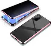 Voor Samsung Galaxy S20 Plus Vierhoek schokbestendig Anti-gluren magnetisch metalen frame Dubbelzijdig gehard glazen omhulsel (roze)