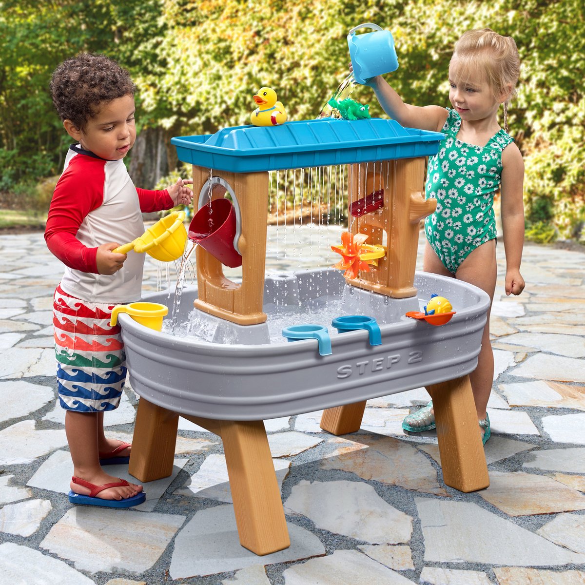 Step2 Rain Showers Splash Tub Watertafel - incl. accessoires - - Waterspeelgoed voor kind - Activiteitentafel met water voor de tuin / buiten — afbeelding 6
