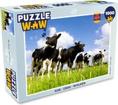 Puzzel Koe - Gras - Wolken - Legpuzzel - Puzzel 1000 stukjes volwassenen