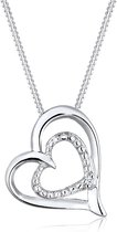Elli PREMIUM Dames Halsketting Dames hart bewijs van liefde met diamant (0.015 ct.) in 925 sterling zilver