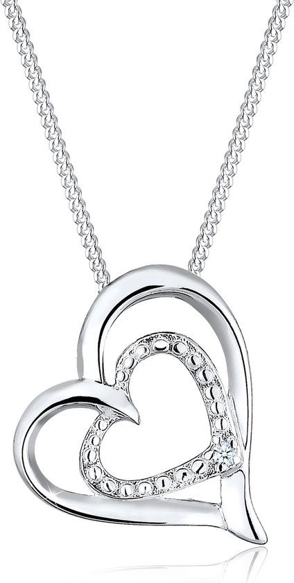 Elli PREMIUM Dames Halsketting Dames hart bewijs van liefde met diamant (0.015 ct.) in 925 sterling zilver