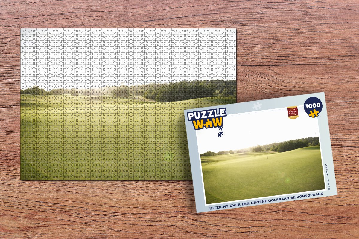 Puzzel Uitzicht over een groene golfbaan bij zonsopgang - Legpuzzel - Puzzel 1000 stukjes volwassenen