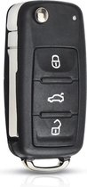 Autosleutelbehuizing geschikt voor Volkswagen Golf 6 Polo 6R Up - 3 knops - klapsleutel met sleutelbaard