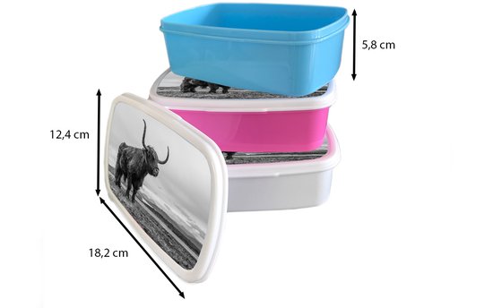 Boîte à pain Wit - Boîte à lunch - Boîte à pain - Highlander écossais - Colline - Zwart - Wit - 18x12x6 cm - Adultes