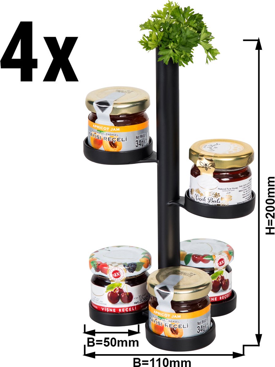 (4 stuks) Jam Etagere / Buffet houder - met 4 planken | GGM Gastro