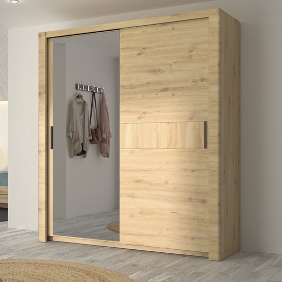 Armoire Attitude 191cm, 2 portes & miroir- chêne - Gautier - Gami - Armoires de chambre à coucher - Brun - Panneaux de particules - Armoires de chambre à coucher