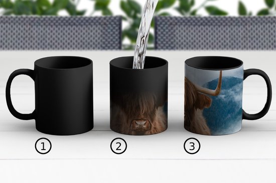 Magische Mok - Foto op Warmte Mokken - Koffiemok - Schotse hooglander - Koe - Hoorn - Magic Mok - Beker - 350 ML - Theemok