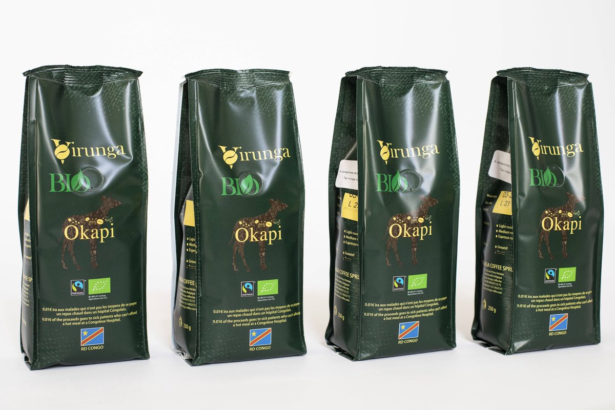 Virunga Coffee - OKAPI Bonen - 4 x 250g - Fairtrade & Biologische Koffie Congo kivu