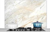 Spatscherm Keuken - Kookplaat Achterwand - Spatwand Fornuis - 120x80 cm - Zwart-wit foto van marmer - Aluminium - Wanddecoratie - Muurbeschermer - Hittebestendig