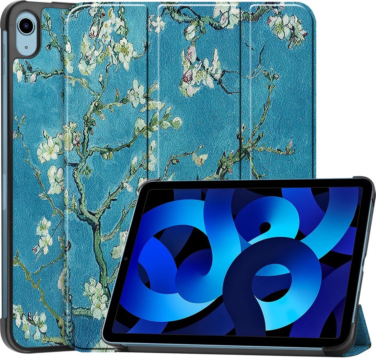 Mobigear Tablethoes geschikt voor Apple iPad 10 (2022) Hoes | Mobigear Tri-Fold Bookcase - Amandelbloesem
