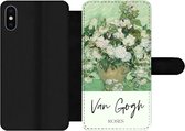 Bookcase Geschikt voor iPhone XS Max telefoonhoesje - Schilderij - Bloemen - Van Gogh - Met vakjes - Wallet case met magneetsluiting