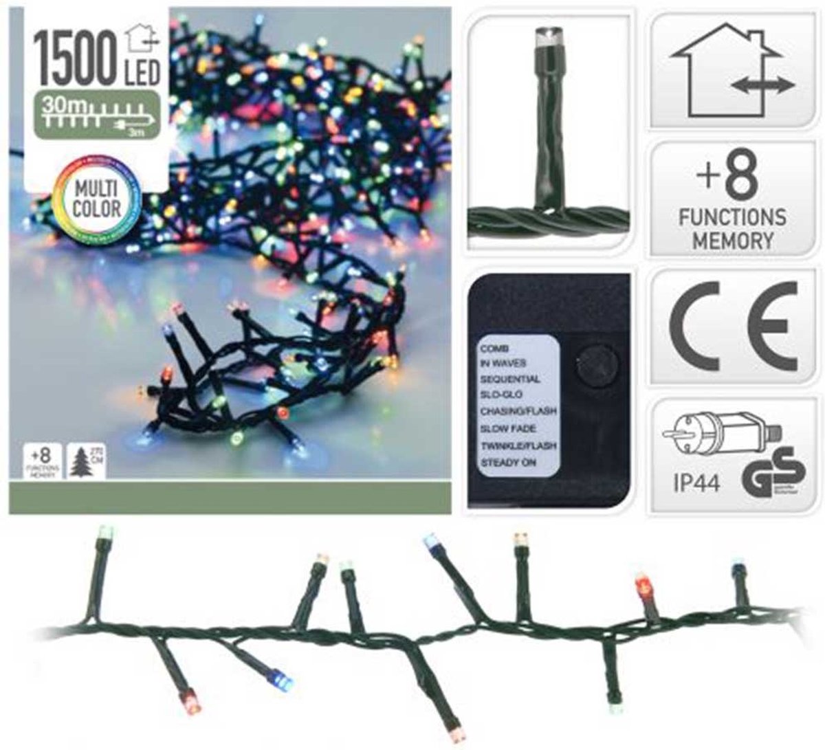 Gekleurde kerstlampjes Microcluster 30 M 1500 LED Multi Color 8