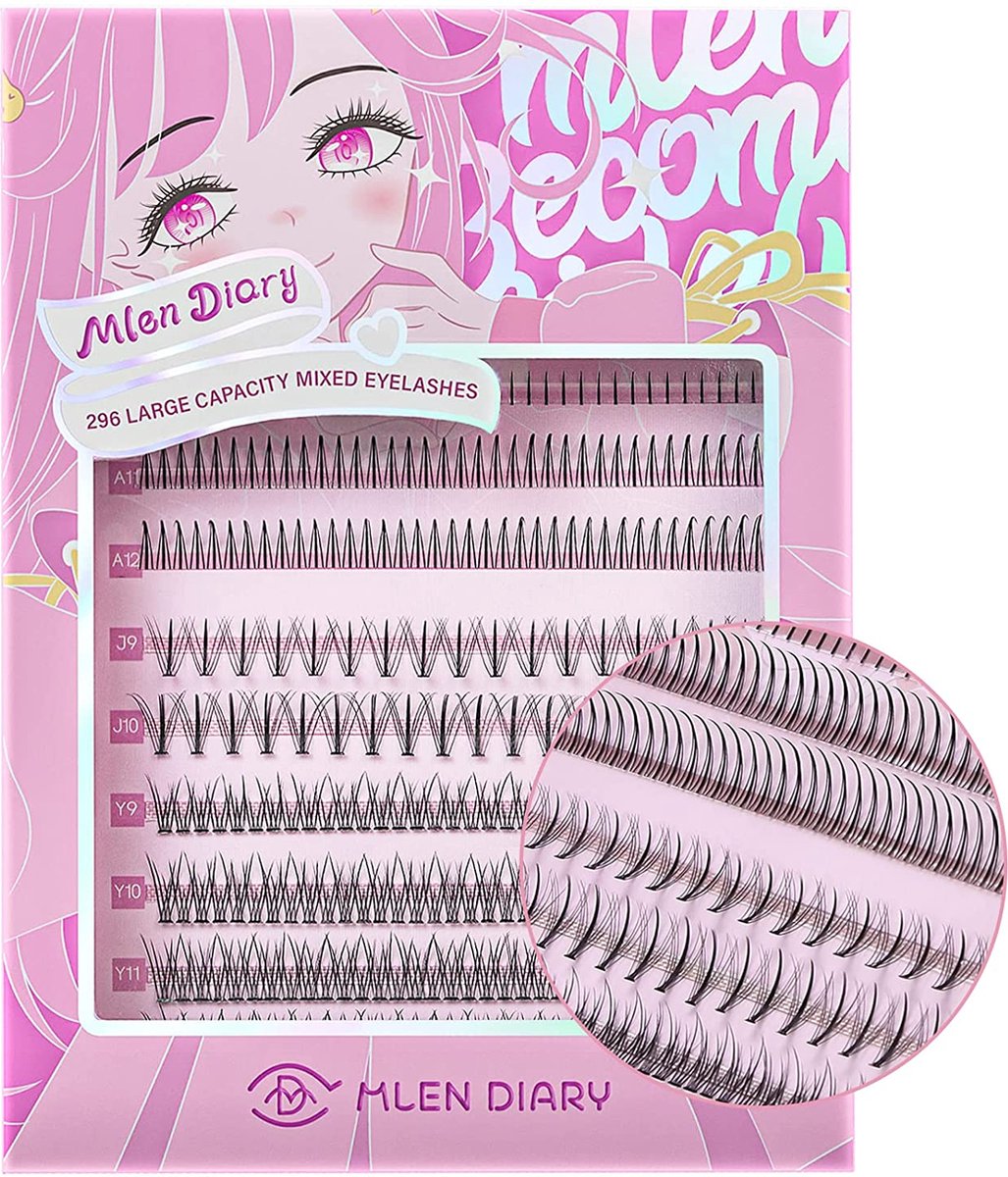 MLEN DIARY 296 Stuks individuele wimpers - Faux mink lash clusters pack - manga anime lashes - Manhua lashes - Natuurlijke look wimpers - eyelashes - one by one lashes