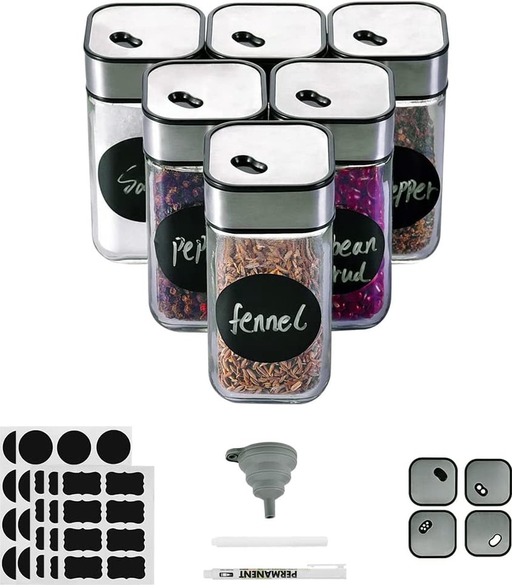 3 Stuks Specerijen Containers Set - Ovale Kruidenpotten Met Luchtdichte Deksel, Geel/Rood/Groen