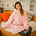 Draagbare deken Hoodie,Eenhoorns Manen Oranje Herfst Blauw,Oversized Hooded Deken Sweatshirt, Meerkleurig, One Size