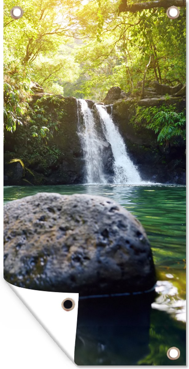 Poster Déco 'Cascade Jungle' Sur Toile - 40 X 60 Cm - Impression Couleur, Style Rêveur Et Serein - Pour Salon, Chambre, Bureau