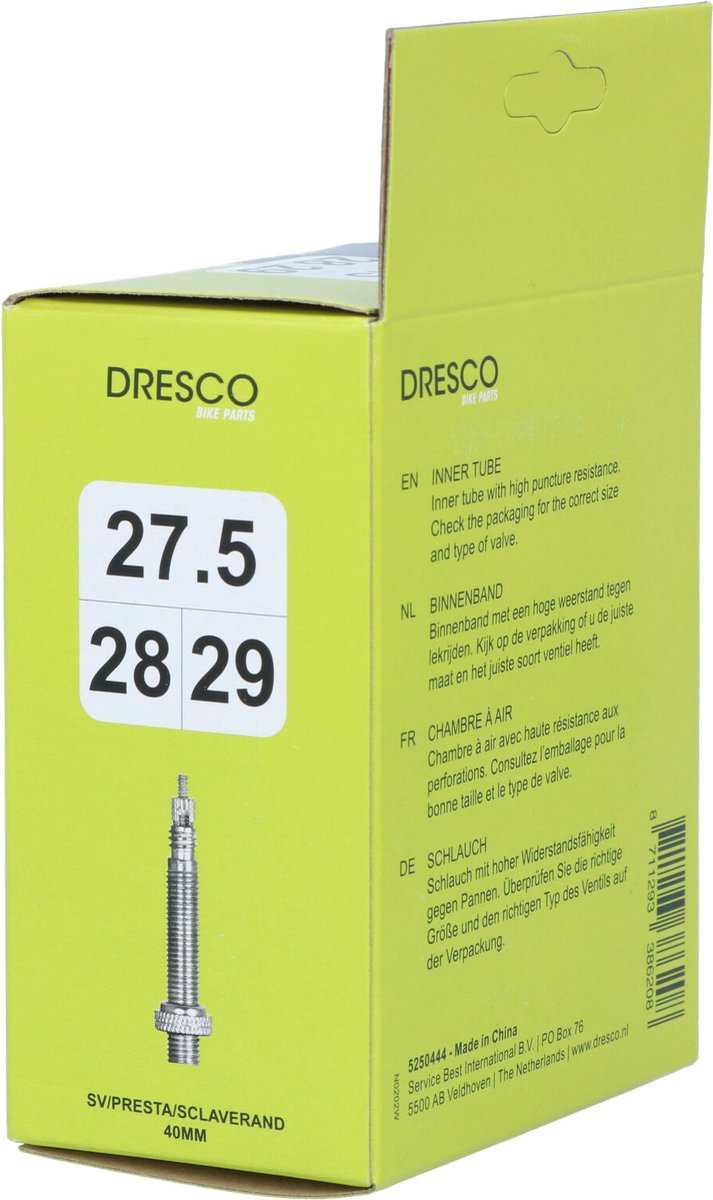 Dresco Binnenband - Voor 27.5/28 & 29 inch - ETRTO maat 40/62-584/635 - Sclave/Frans ventiel - Ventielhoogte 40mm - Geschikt voor meerdere bandenmaten van Dresco — afbeelding 5