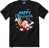 Happy christmas - T-Shirt - Meisjes - Zwart - Maat 12 jaar