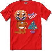 Merry christmas kerstkoekje - T-Shirt - Heren - Rood - Maat L