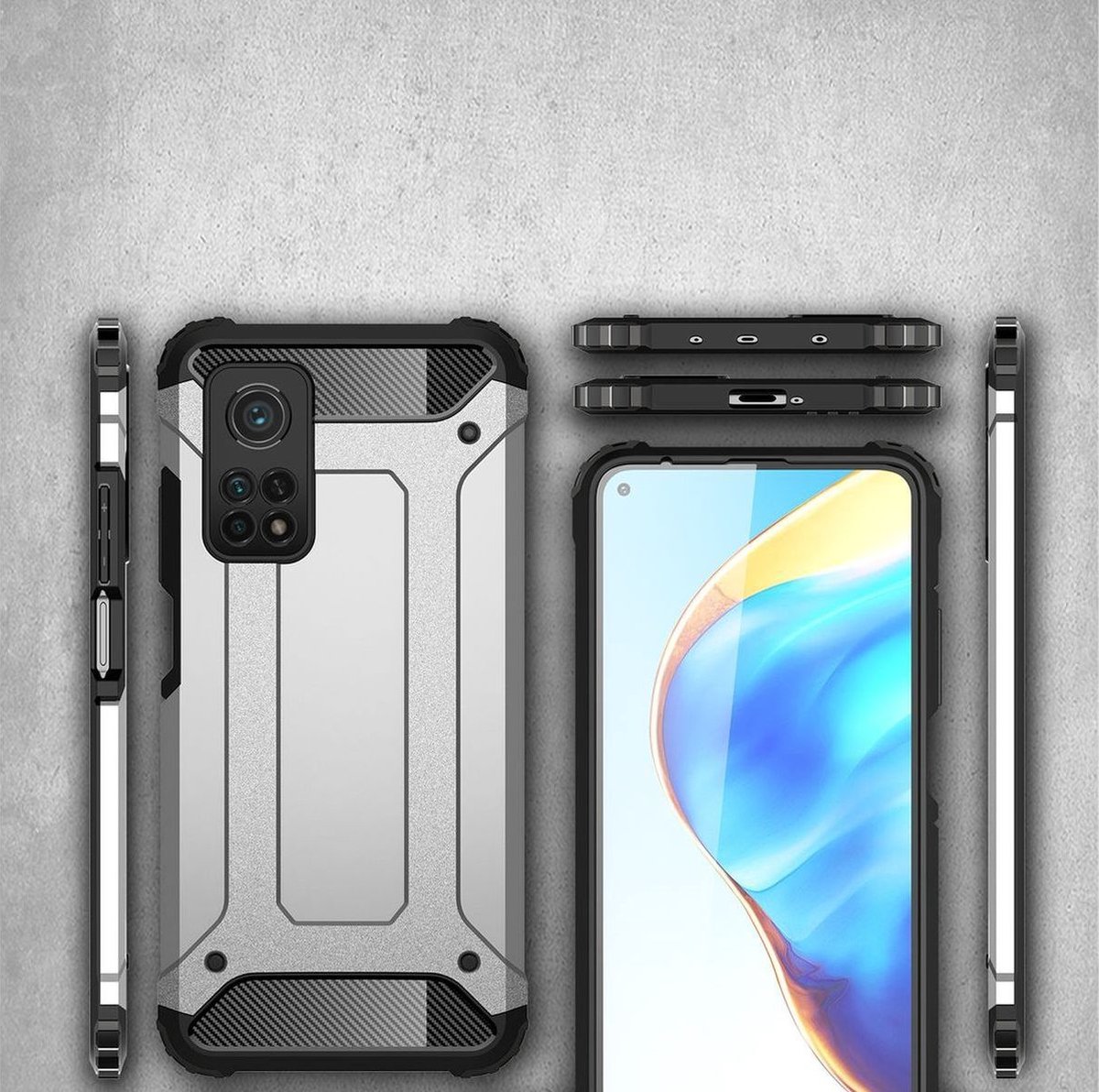 Mobigear Hoesje geschikt voor Xiaomi Mi 10T Telefoonhoesje Hardcase | Mobigear Outdoor Backcover Shockproof | Schokbestendig Mi 10T Telefoonhoesje | Anti Shock Proof - Goud