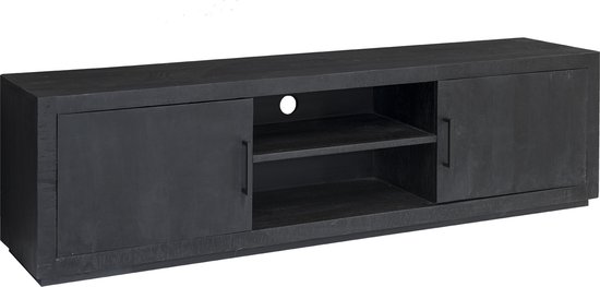 Black Omerta - TV-meubel - 180cm - mango - zwart - 2 deuren - 2 nissen - stalen frame