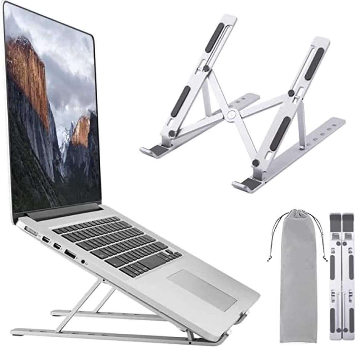 Laptop Standaard – Verstelbaar en Ergonomisch – Compact - Plastic Houder – Laptop Stand Universeel – Wit - Cadeautje