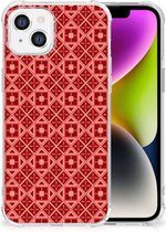 Smartphone hoesje Geschikt voor iPhone 14 Hoesje ontwerpen met transparante rand Batik Red