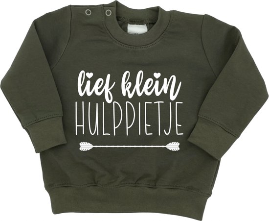 Baby sweater - Klein Lief Hulppietje - Maat 74 - Groen - 5 December - Sinterklaas - Piet - Kraamcadeau - Cadeau - Babyshower - Zwanger - Geboorte