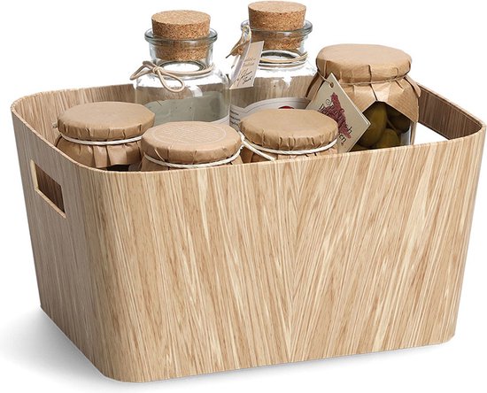 Zeller Present Boîtes de rangement en carton aspect bois (c) - Bois - Décoratif