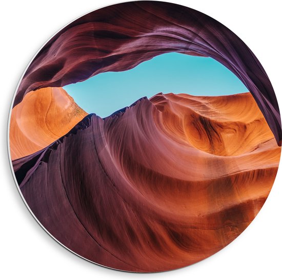 WallClassics - PVC Schuimplaat Muurcirkel - Bogen in Antelope Canyon - 40x40 cm Foto op Muurcirkel (met ophangsysteem)