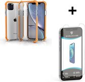 ShieldCase Bumper Shock case - telefoonhoesje geschikt voor Apple iPhone 12 Pro Max - shockproof - doorzichtig hoesje - optimale bescherming - oranje + glazen Screen Protector