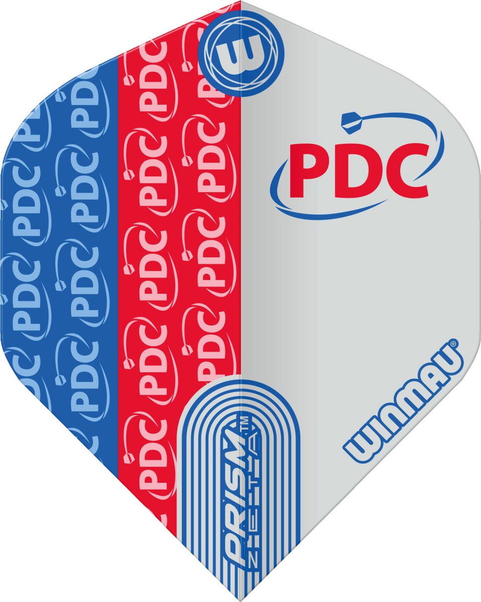 WINMAU - Prism Zeta PDC Rood, Blauw en Wit Dartvluchten - 1 set per pakket (3 vluchten in totaal)