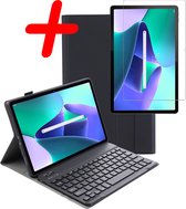 Hoesje Geschikt voor Lenovo Tab M10 Plus 3rd Gen Toetsenbord Hoes Book Case Met Screenprotector - Hoes Geschikt voor Lenovo Tab M10 Plus (3e Gen) Toetsenbord Hoesje Keyboard Cover - Zwart