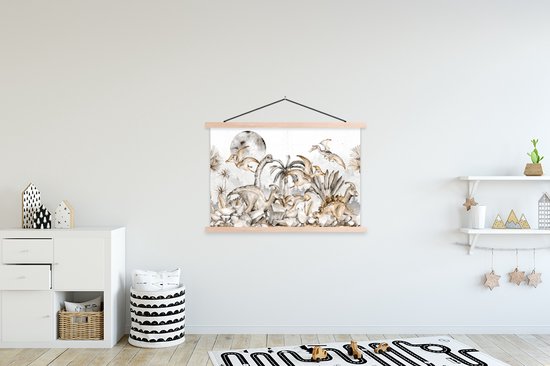 Schoolplaat kinderen - Muurdecoratie kinderkamer - Dino - Jungle - Natuur - Dieren - Kinderen - Schoolplaat safari - 120x80 cm