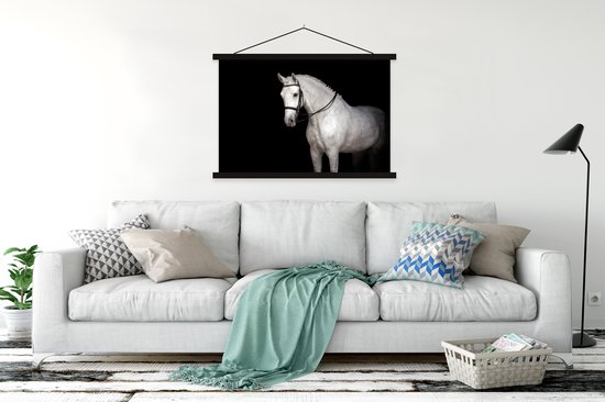 Porte-affiche avec affiche - Affiche scolaire - Cheval - Wit - Zwart - 150x100 cm - Lattes noires