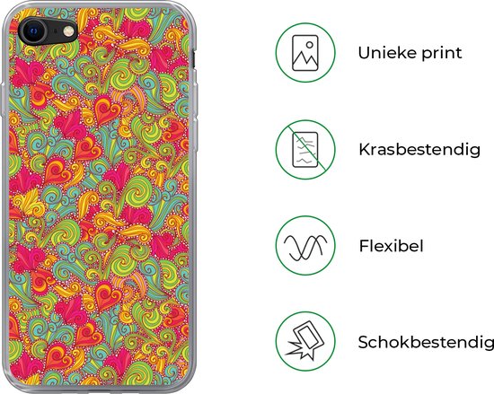 Coque pour iPhone SE 2020 - Meiden - Coeur - Boucles - Motifs - Coque en Siliconen pour téléphone -