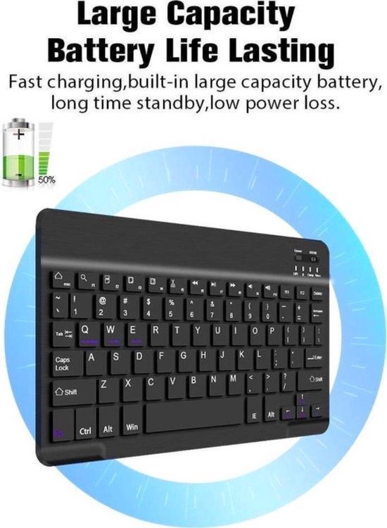 Apple iPad Air / Air2 / 2017 / 2018 Smart Keyboard Case Donkerblauw - Magnetically Detachable - Wireless Bluetooth Keyboard hoesje met toetsenbord en Stylus Pen - LTP Trading - Merkloos