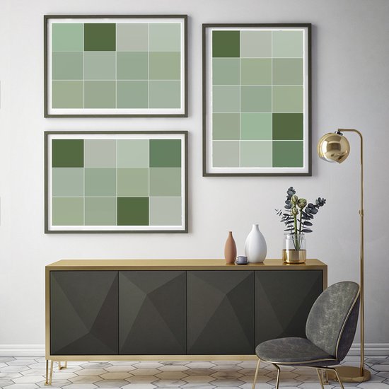 Ulticool Décoration Stickers carrelages - Carré Soft Shades of Green - Cuisine cm - 15 pièces