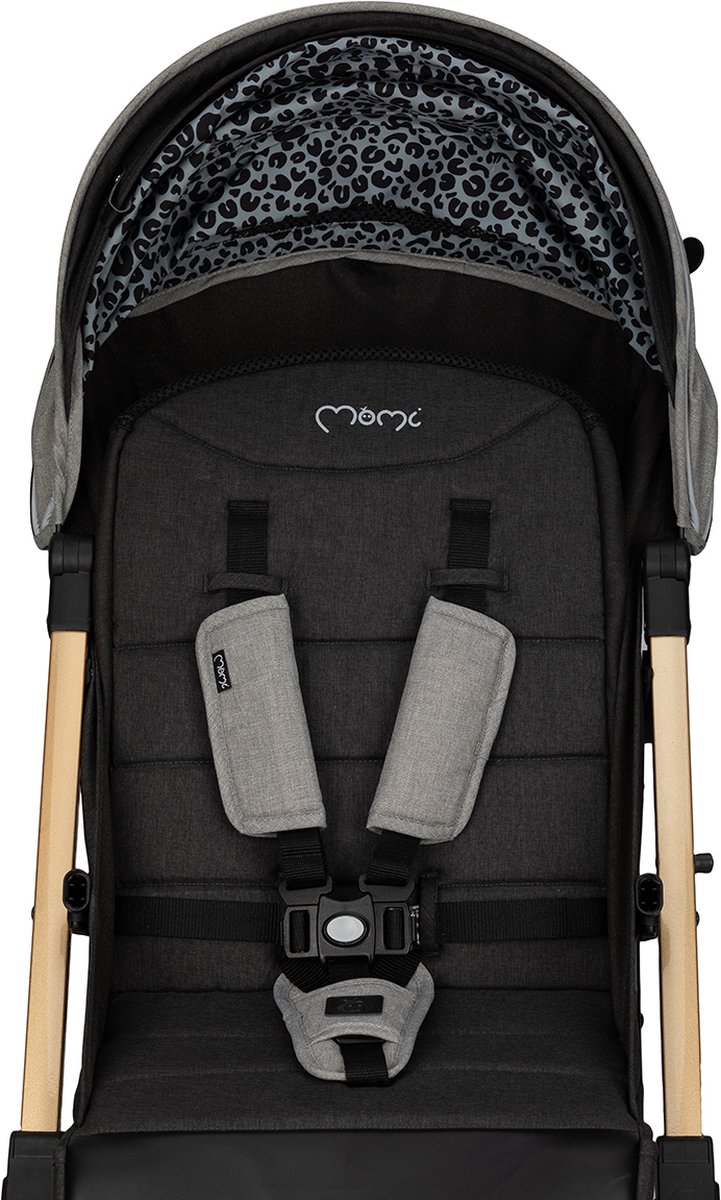 MoMi Estelle Dakar Wandelwagen - Compacte Lichtgewicht Buggy - XXL Wielen - Inclusief Regenhoes, Voetenzak & Muskietennet - Leopard Grijs thumbnail 6