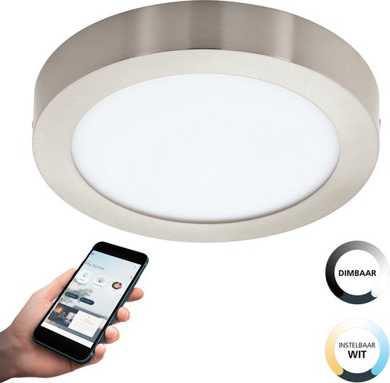 EGLO connect.z Fueva-Z Smart Opbouwlamp - Ø 21 cm - Grijs/Wit - Instelbaar wit licht - Dimbaar - Zigbee