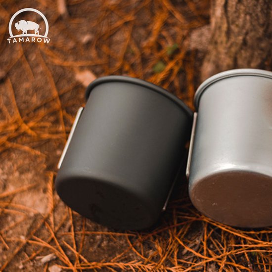 Ensemble de tasses de camping en acier inoxydable Tamarow - Tasse Set - Tasses de camping extensibles - Argent - Set de 2