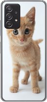 Geschikt voor Samsung Galaxy A53 5G hoesje - Kat - Rood - Kitten - Meisjes - Kinderen - Jongens - Kindje - Siliconen Telefoonhoesje