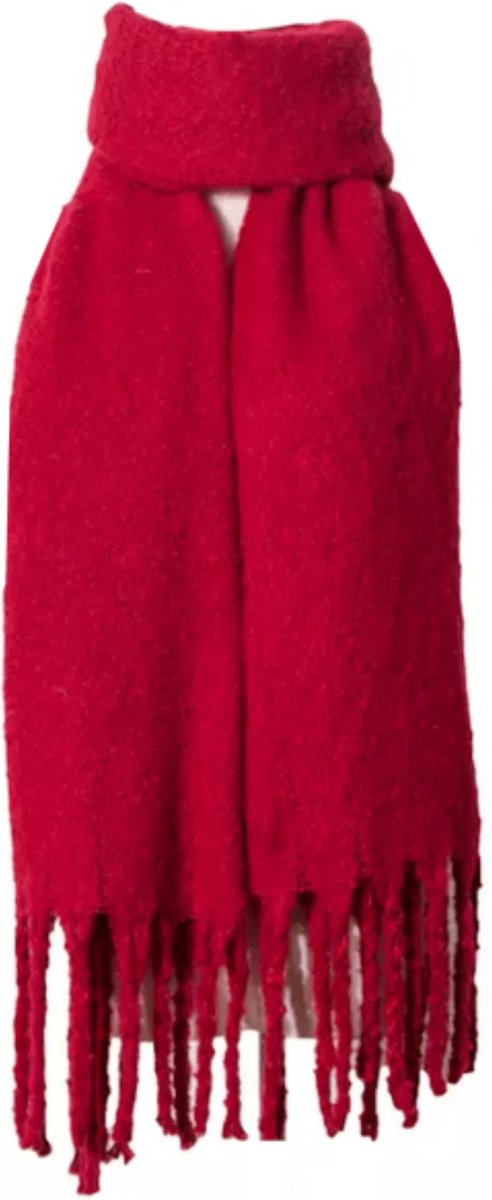 ASTRADAVI Winter Sjaals - Sjaal - Warme Dames Omslagdoek - Lange Tassel Sjaal 200x50 cm - Rood