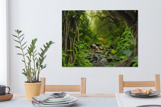 Toile - Peinture jungle - Forêt - Water - Jungle - Décoration murale - Photo sur toile - 80x60 cm